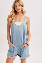 Load image into Gallery viewer, Light Wash Lesley Romper with Pockets
