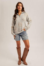 Load image into Gallery viewer, Grey Mia Half Zip-Up Sweater