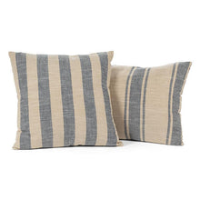 Load image into Gallery viewer, Lumbar Blue &amp; Natural Ticking Stripe Cushion