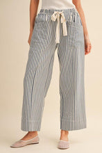 Load image into Gallery viewer, Navy Striped Daisy Drawstring Pants