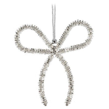 Load image into Gallery viewer, Silver Beaded Bow Ornament