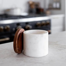 Load image into Gallery viewer, White Marble Jar with Acacia Wood Lid