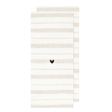 Load image into Gallery viewer, Tan Stripe Tea Towel with Tiny Heart Detail