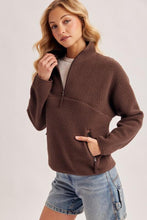 Load image into Gallery viewer, Espresso Sherpa Fleece Half-Zip Pullover