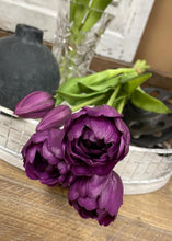 Load image into Gallery viewer, 15" Deep Purple Fresh Touch Peony Tulip Bundle