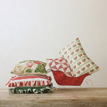 Load image into Gallery viewer, Mistletoe &amp; Stripes Embroidered Pillow