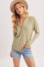 Load image into Gallery viewer, Olive Sarah Jersey Knit Henley Top