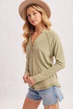 Load image into Gallery viewer, Olive Sarah Jersey Knit Henley Top