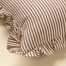 Load image into Gallery viewer, Brown Ruffle Thin Stripe Pillow