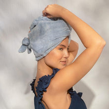 Load image into Gallery viewer, Coastal Blue Plush Microfiber Hair Towel Turban