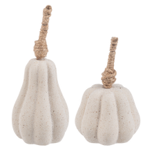 Load image into Gallery viewer, Cream Ceramic Pumpkin with Jute Stem
