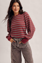 Load image into Gallery viewer, Burgundy Lennon Stripe Shirt
