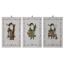 Load image into Gallery viewer, Santa &amp; Berries Cotton Slub Tea Towel