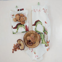 Load image into Gallery viewer, Santa &amp; Berries Cotton Slub Tea Towel