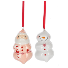 Load image into Gallery viewer, Whipped Cream Santa &amp; Snowman Ornaments