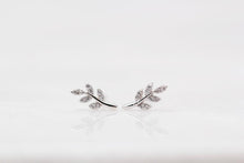 Load image into Gallery viewer, Tiny Crystal Leaf Studs