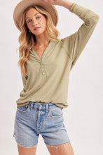 Load image into Gallery viewer, Olive Sarah Jersey Knit Henley Top