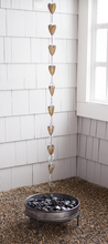 Load image into Gallery viewer, Gold Patina Heart Rain Chain