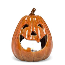 Load image into Gallery viewer, Orange Jack-O'Lantern Candle Holder