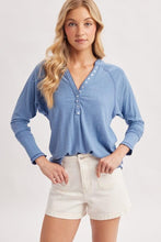 Load image into Gallery viewer, Denim Sarah Jersey Knit Henley Top