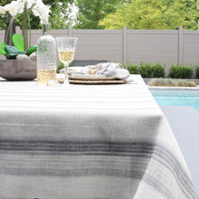 Load image into Gallery viewer, Grey Table Cloth Brushed Stripe Linen
