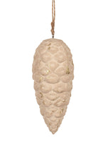 Load image into Gallery viewer, Ivory Pinecone Ornament with Gold Foil