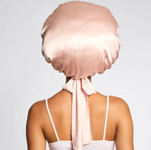 Load image into Gallery viewer, Blush Adjustable Oversized Satin Bonnet