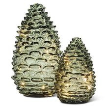 Load image into Gallery viewer, Green Glass LED Pinecone