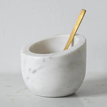 Load image into Gallery viewer, Marble Salt Cellar with Brass Spoon