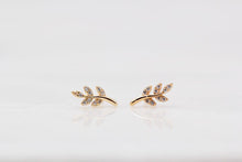 Load image into Gallery viewer, Tiny Crystal Leaf Studs