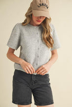 Load image into Gallery viewer, Heather Grey Short Sleeve Cardigan