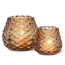 Load image into Gallery viewer, Amber Pinecone Tealight Glass
