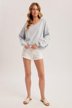 Load image into Gallery viewer, Dusty Blue Penelope Waffle Oversized Terry Top