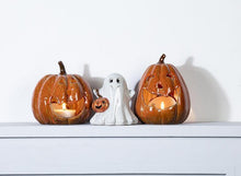 Load image into Gallery viewer, Orange Jack-O'Lantern Candle Holder