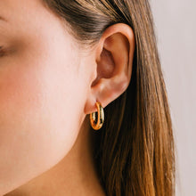 Load image into Gallery viewer, Gold Paperclip Puff Hoop Earrings