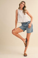 Load image into Gallery viewer, White Shirred Ruffled Detail Top