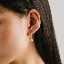 Load image into Gallery viewer, CZ Amari Pearl Huggie Hoop Earrings