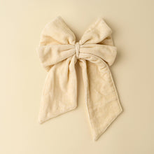 Load image into Gallery viewer, Cream Velvet Bow Clip