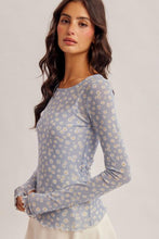 Load image into Gallery viewer, Daisy Print Mesh Long Sleeve