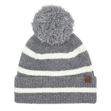Load image into Gallery viewer, Striped Yarn Pom Beanie