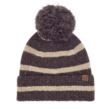 Load image into Gallery viewer, Striped Yarn Pom Beanie