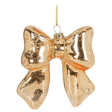 Load image into Gallery viewer, Gold Puffy Glass Bow Ornament