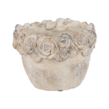 Load image into Gallery viewer, Floral Rim Molded Cement Antique Finish Pots