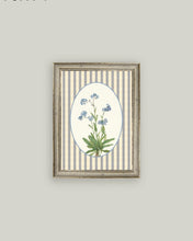 Load image into Gallery viewer, Blue Blooms on Stripes Antique Framed Art
