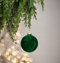 Load image into Gallery viewer, Green Velvet Ball Ornament