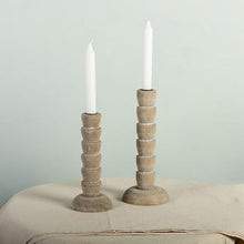 Load image into Gallery viewer, Ribbed Wooden Candle Sticks