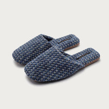 Load image into Gallery viewer, Blue Colour Block Cozy Textured Woven Slippers