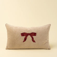 Load image into Gallery viewer, Red Velvet Bow Pillow