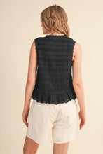 Load image into Gallery viewer, Black Shirred Ruffle Detail Top