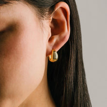 Load image into Gallery viewer, Groove Tear Drop Hoop Earrings